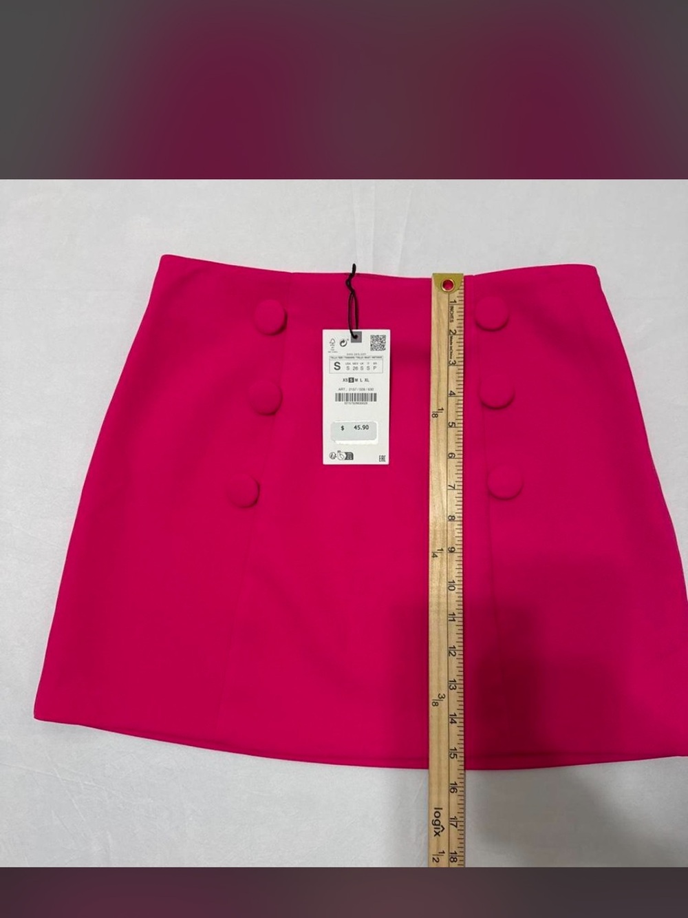 Zara Hot Pink Button-Front Mini Skirt